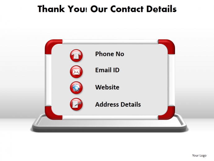 Thank You Our Contact Details Editable PowerPoint Templates