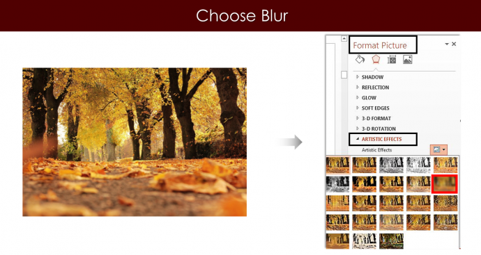 Choose option Blur
