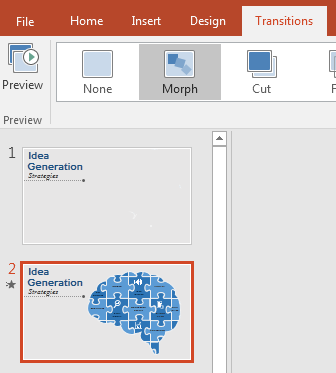 Morph transition in PowerPoint 2016