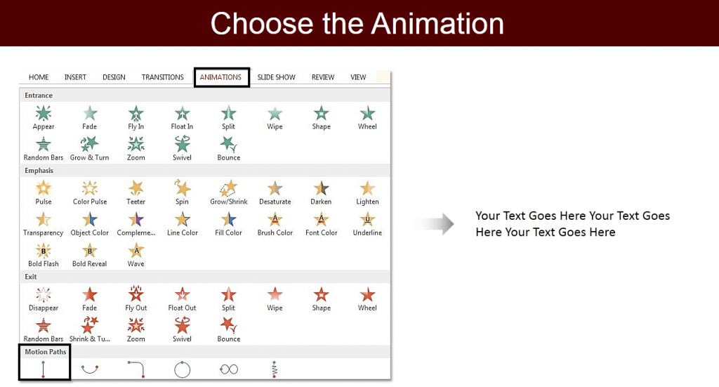 Choose the animation