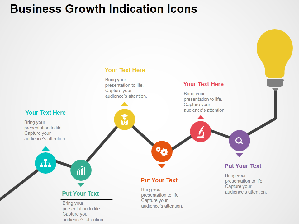 Business Growth Indication Icons Flat PowerPoint Design