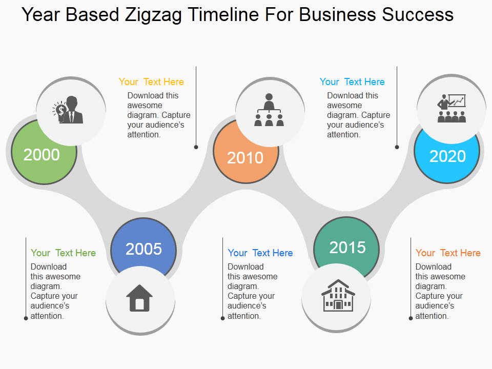 Zigzag Timeline For Business Success Flat PowerPoint Design