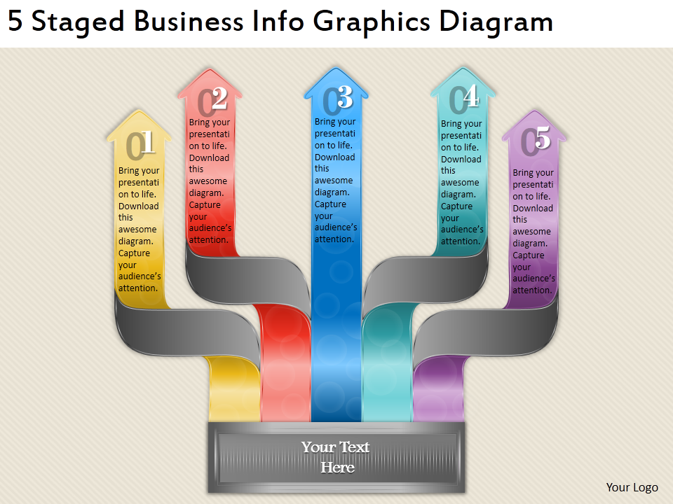Business PPT Diagram 5 Staged Business Info Graphics Diagram Powerpoint Template