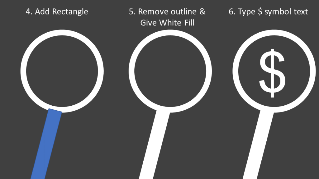 Add rectangle to create the magnifying glass handle
