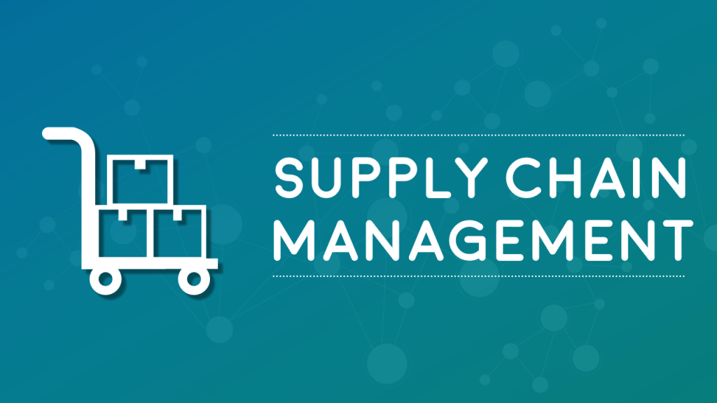 Supply Chain Management with a gradient and pattern background