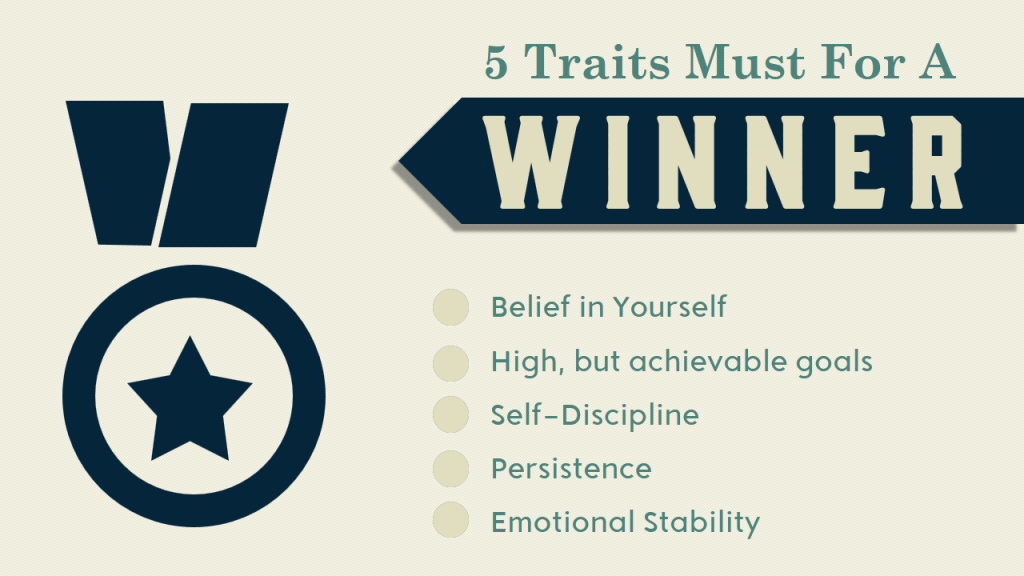 5 Traits Must for a Winner- Dark blue signifies power and knowledge