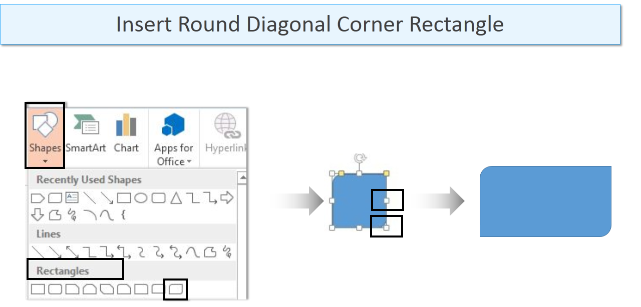 Insert Round Diagonal Corner Rectangle