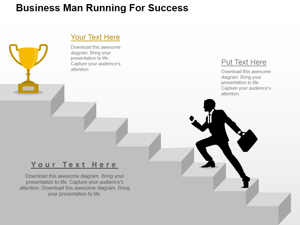 Business man running for success PowerPoint design