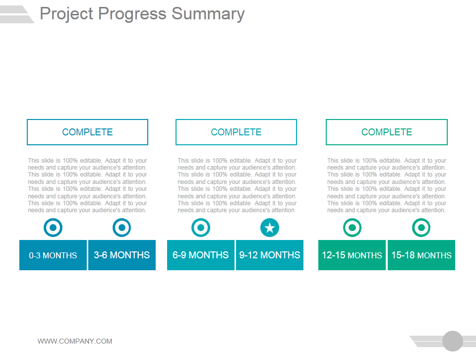 Project Progress Summary PowerPoint Template