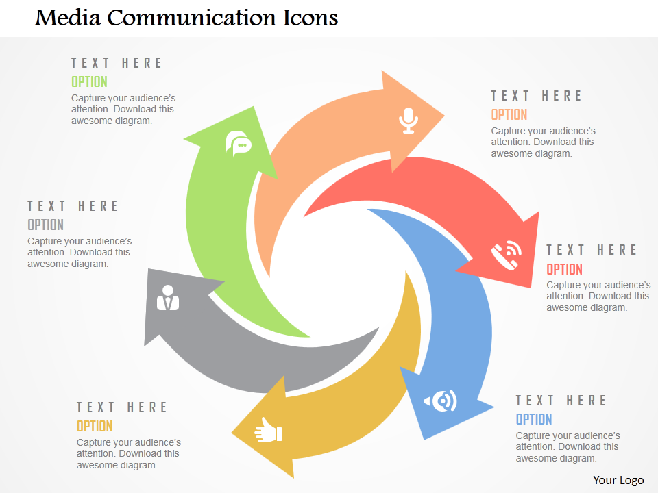 Media Communication Icons Flat PowerPoint Design