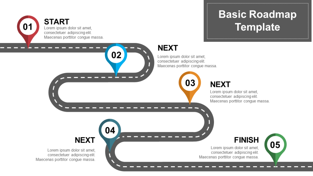 A Basic Roadmap PowerPoint Template Editable Slide