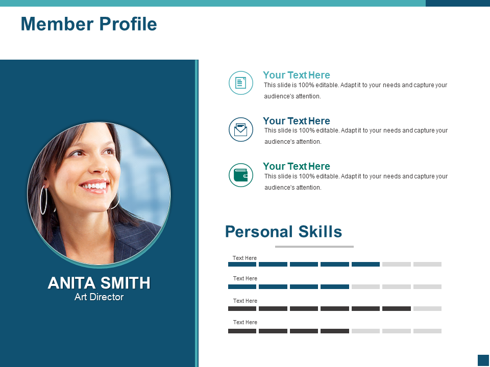 Woman profile PPT template