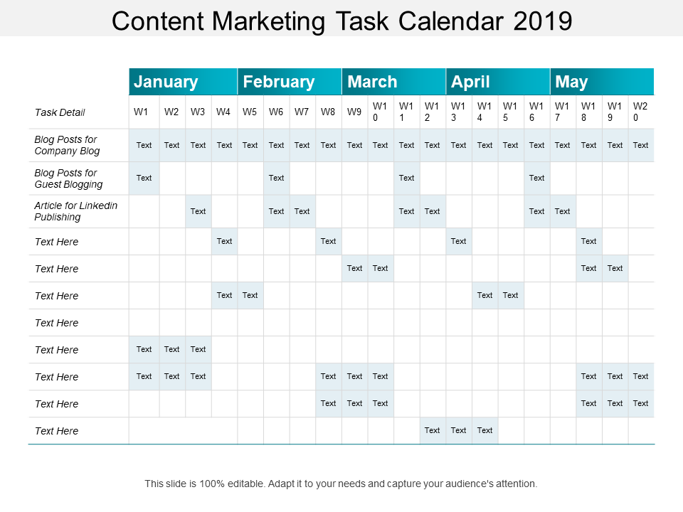 Content Marketing Task Calendar