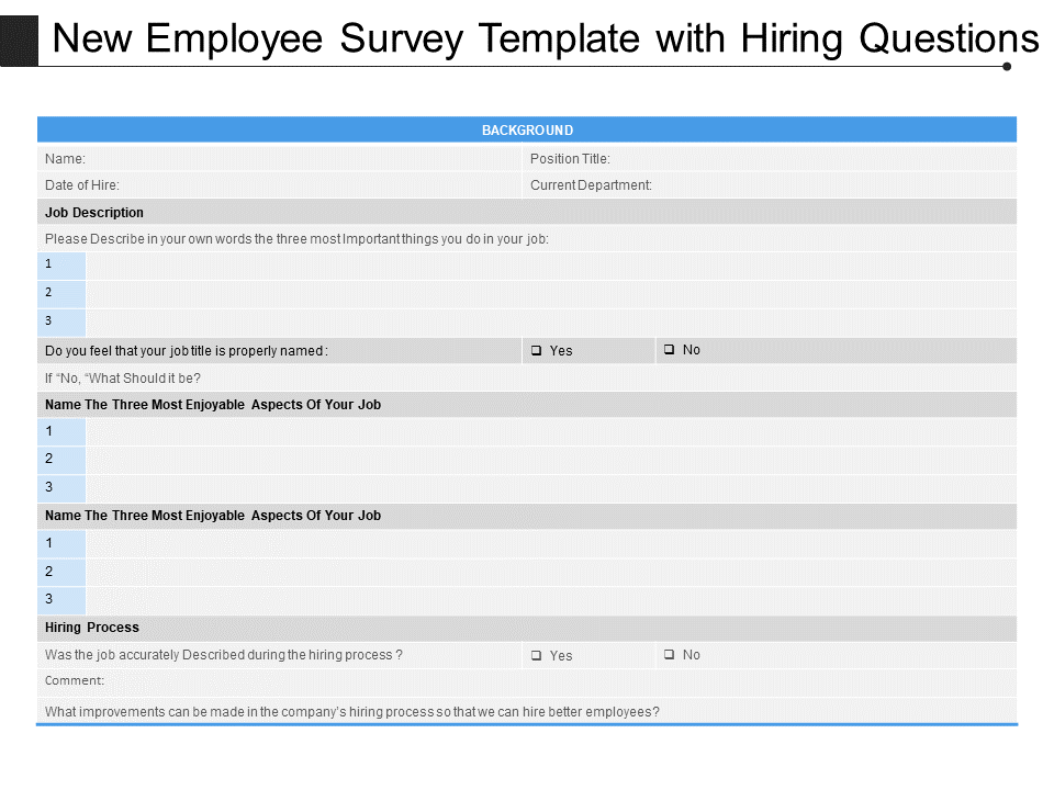 New Employee Survey Template with Hiring Questions