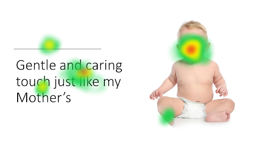 Heatmap showing focus of the viewer is on the baby's face