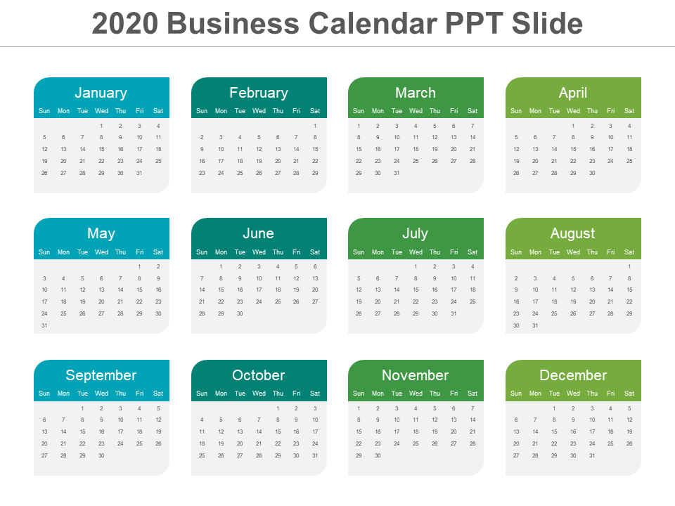 2020 Business Calendar PPT Slide