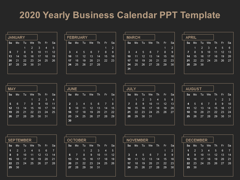 2020 Yearly Business Calendar PPT Template
