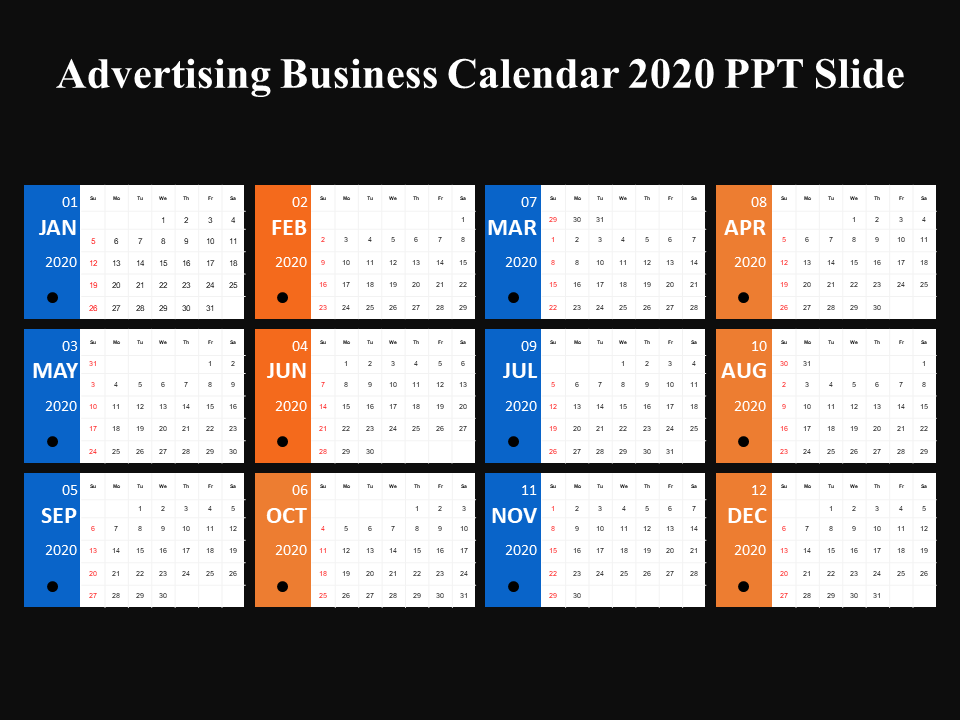 Advertising Business Calendar 2020 PPT Slide