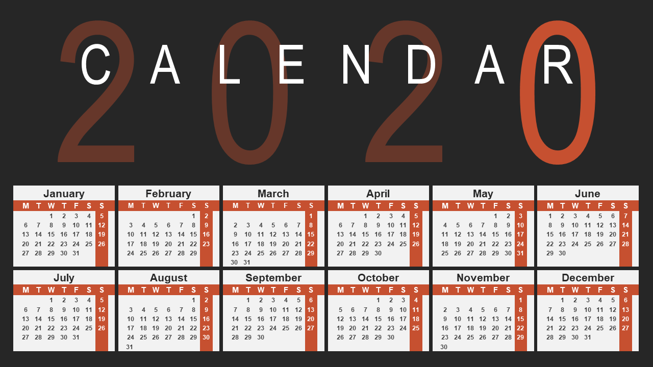 Calendar 2020 PPT Slide