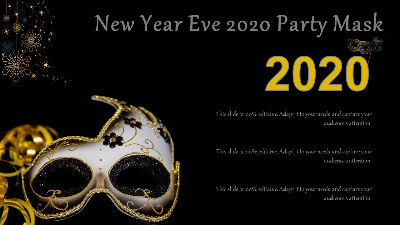 New Year Eve 2020 Party Mask PPT Backgrounds