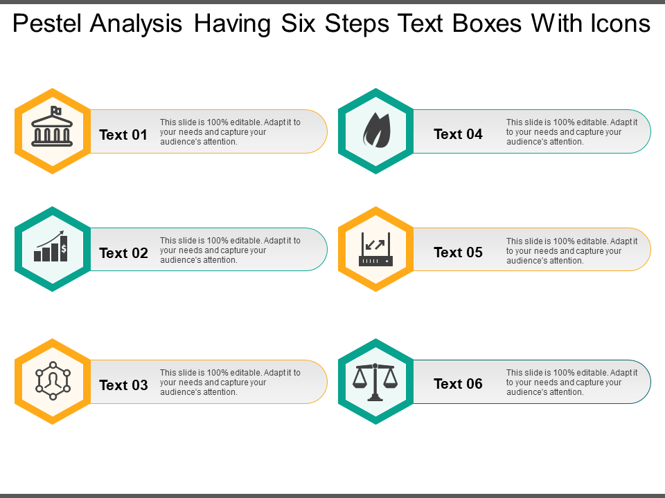Pestel Analysis Having Six Steps Text Boxes With Icons