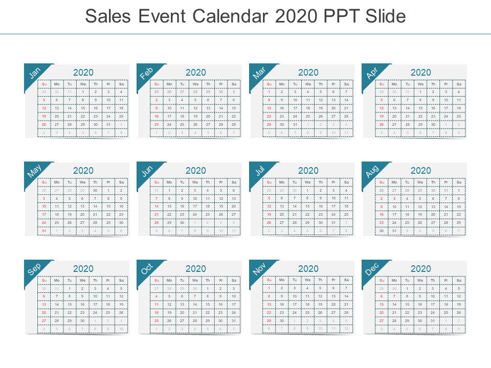 Sales Event Calendar 2020 PPT Slide