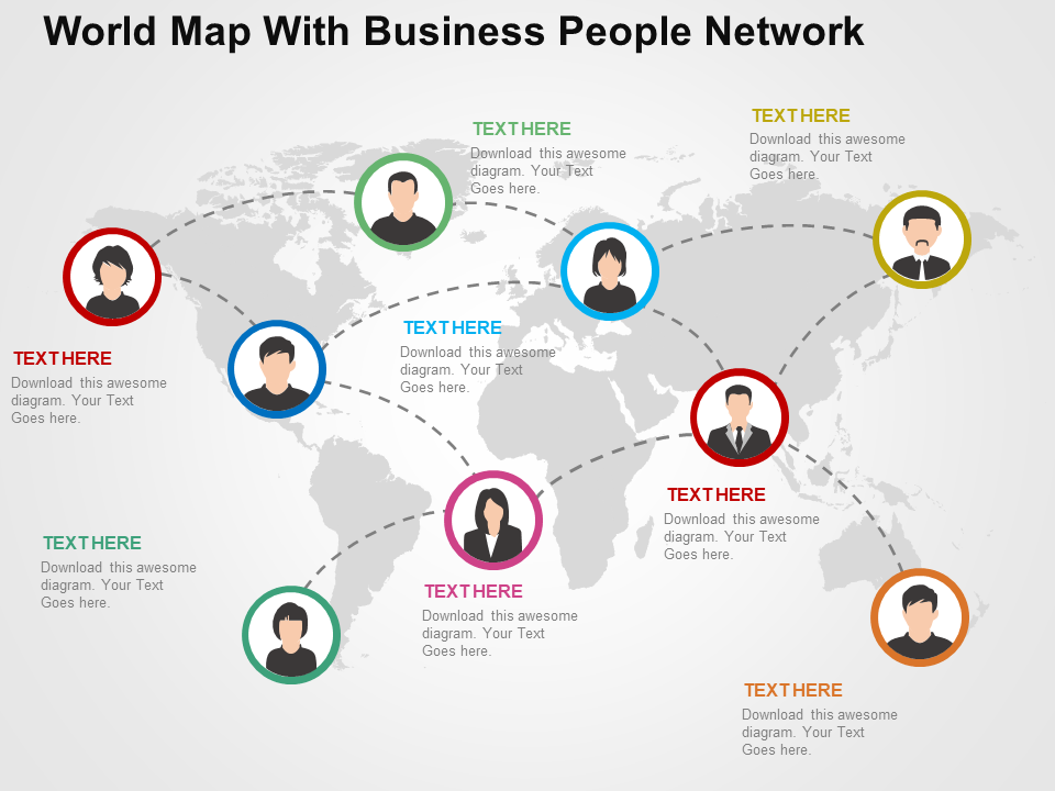 World Map with Business People Network