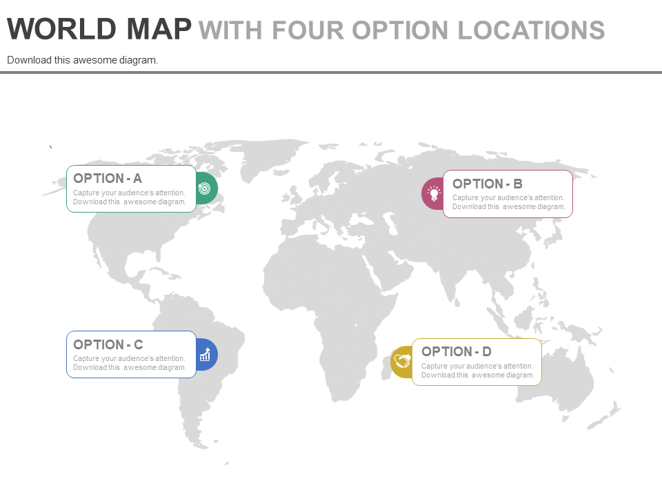 World Map with Four Option Locations