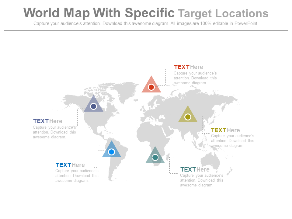 World Map with Specific Target Locations