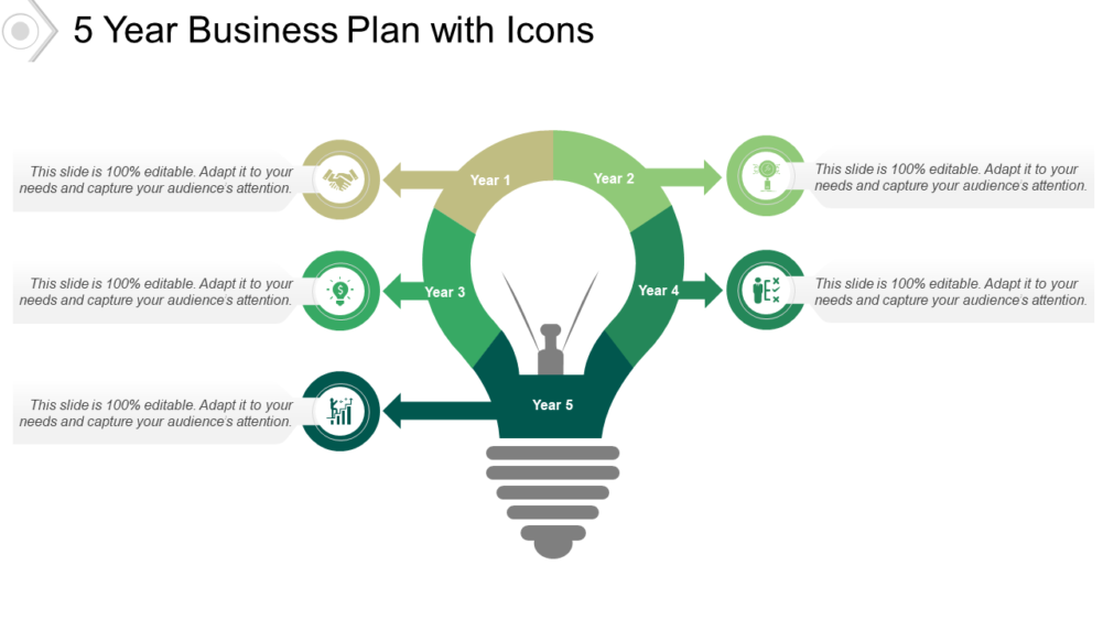 5 Year Business Plan With Icons Template