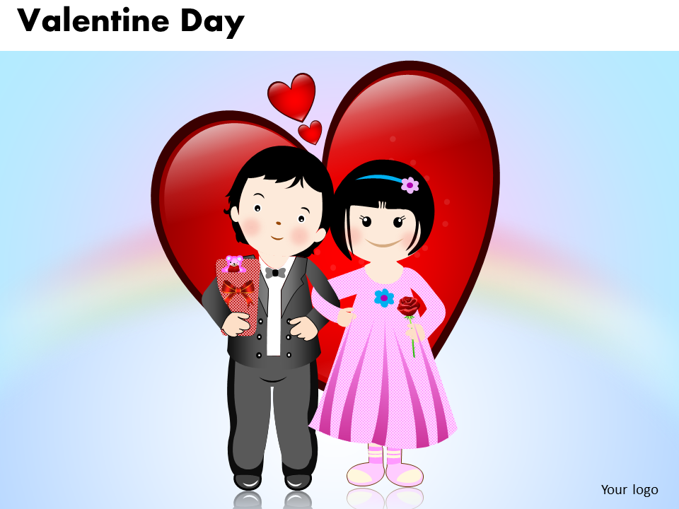 Business PowerPoint Templates Couple with Heart Valentine Day Sales PPT Slides