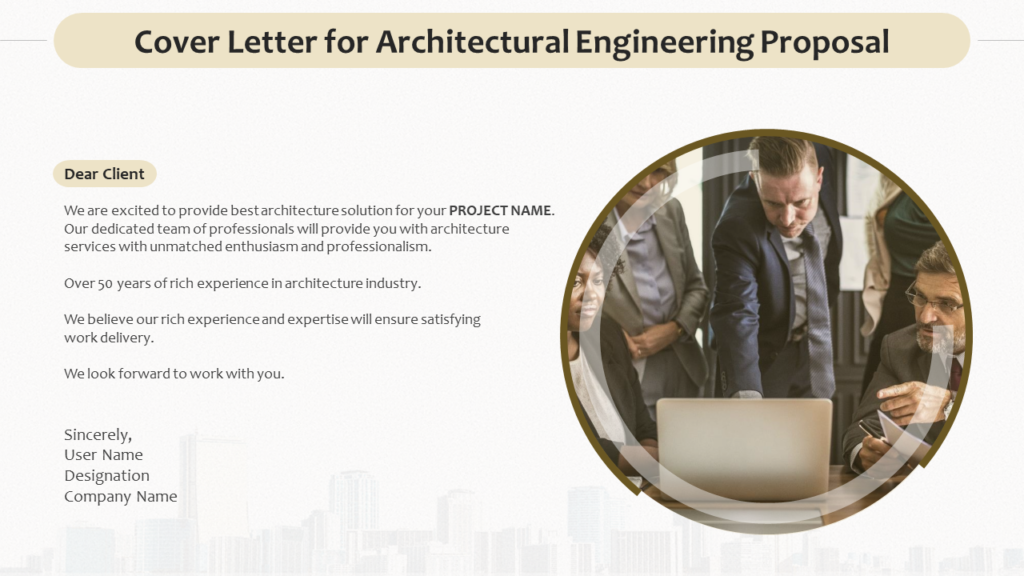 Cover Letter for Architectural Engineering Proposal Template