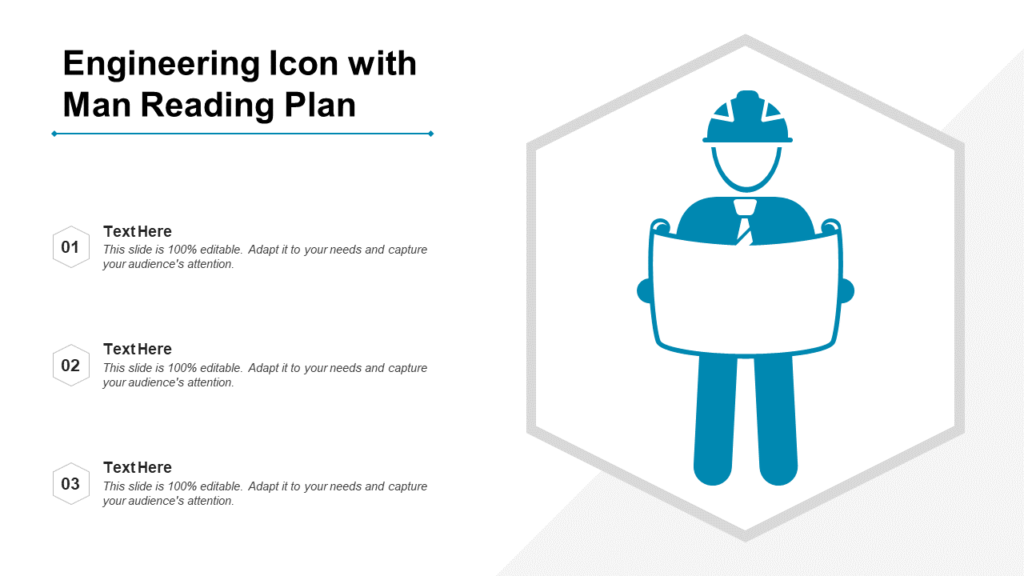 Engineering Icon with Man Reading Plan template