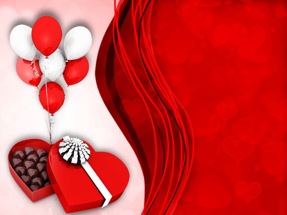 Gift Box With Balloons Valentines PowerPoint Templates PPT Themes And Graphics