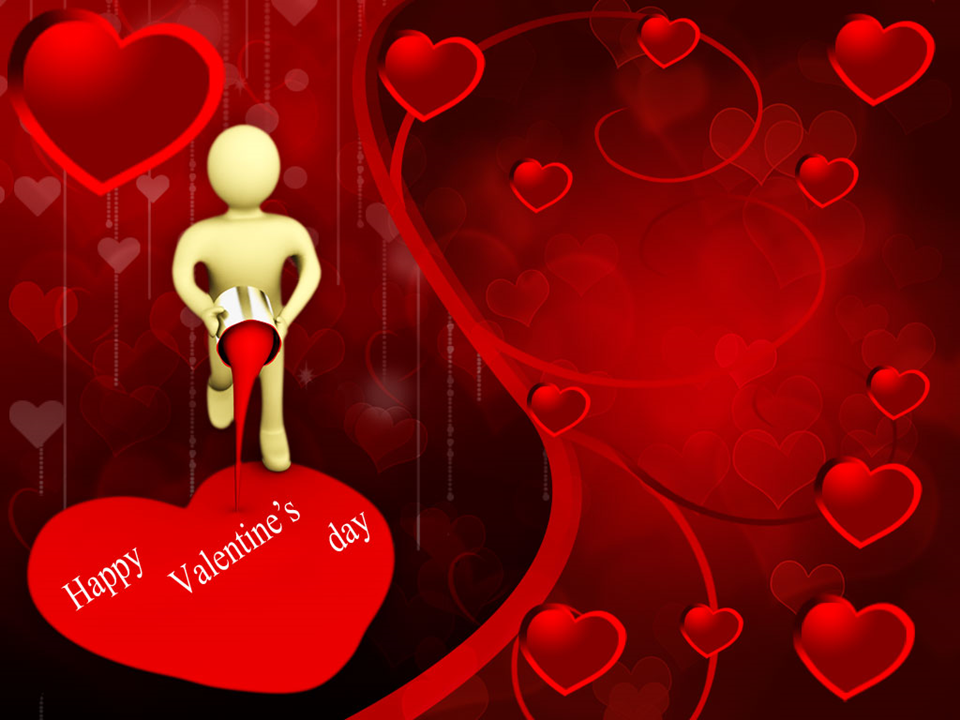 Man Painting Heart With Red Color Valentines PowerPoint Templates PPT Themes And Graphics