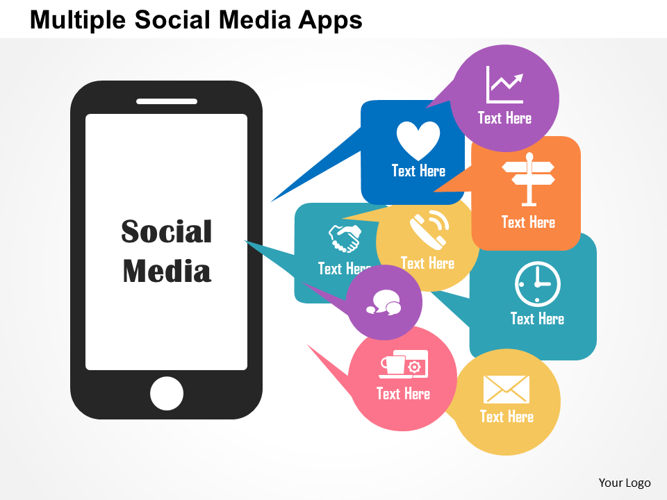 Multiple Social Media Apps Flat PowerPoint Design