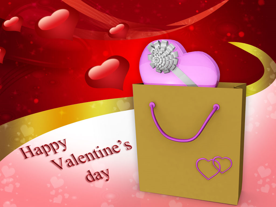 Pink Heart With Shopping Bag Valentines Day PowerPoint Templates PPT Themes And Graphics
