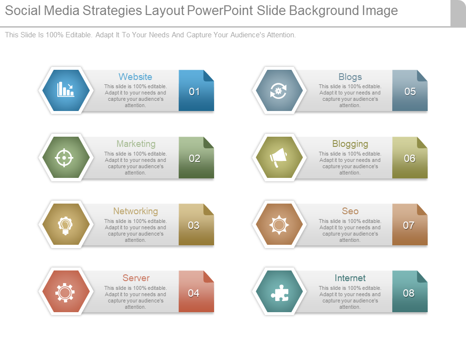 Social Media Strategies Layout PowerPoint Slide Background Image