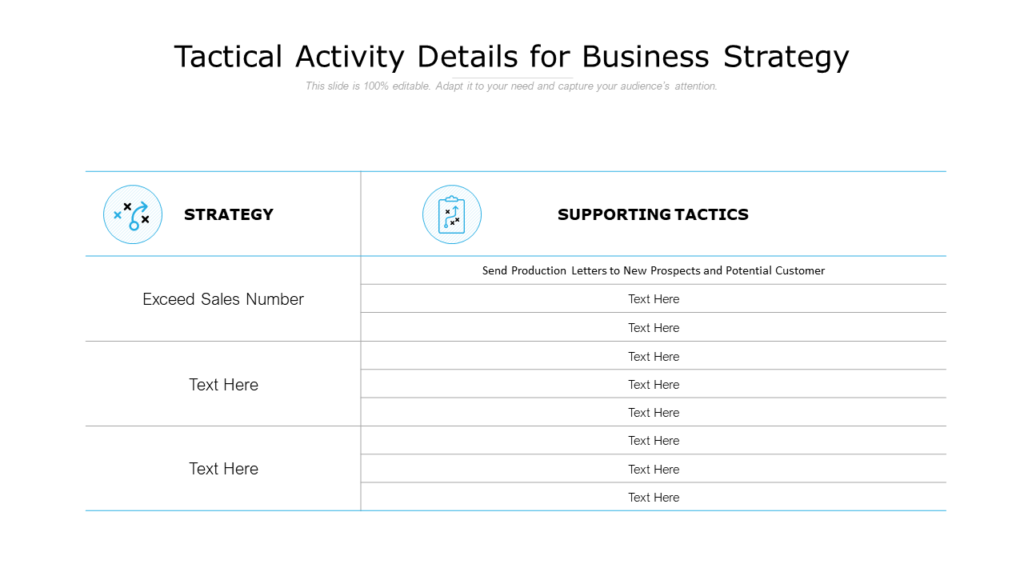 Tactical Acitivity for Business Strategy PPT Slide