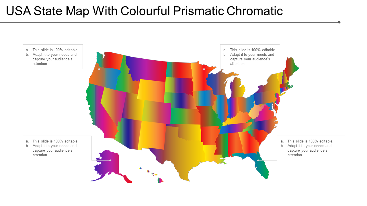 USA State Map With Colourful Prismatic Chromatic