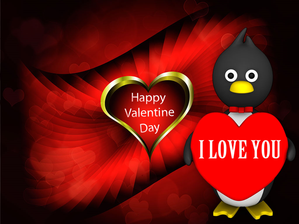 Valentine Penguin Isolated Winter PowerPoint Templates PPT Themes And Graphics