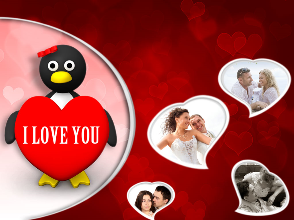 Valentine Penguin Wedding Romance PowerPoint Templates PPT Themes And Graphics