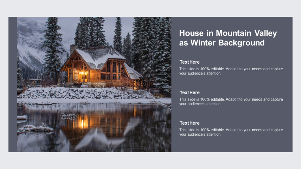 House In Mountain Valley As Winter Background
