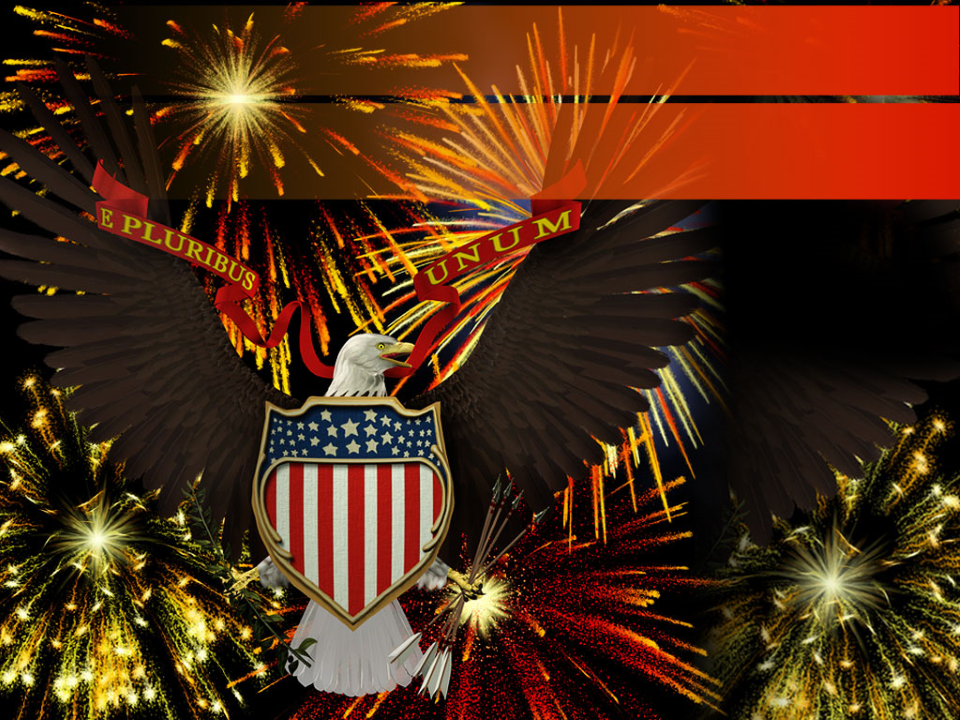 US Emblem Over Fireworks 
