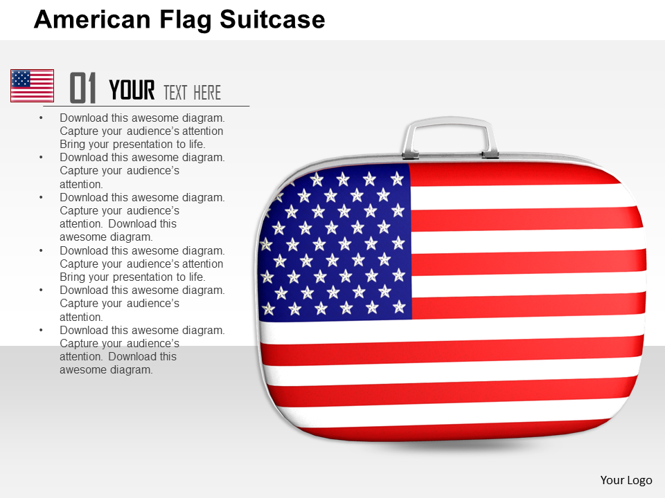 American Flag Suitcase Image Graphics For PowerPoint