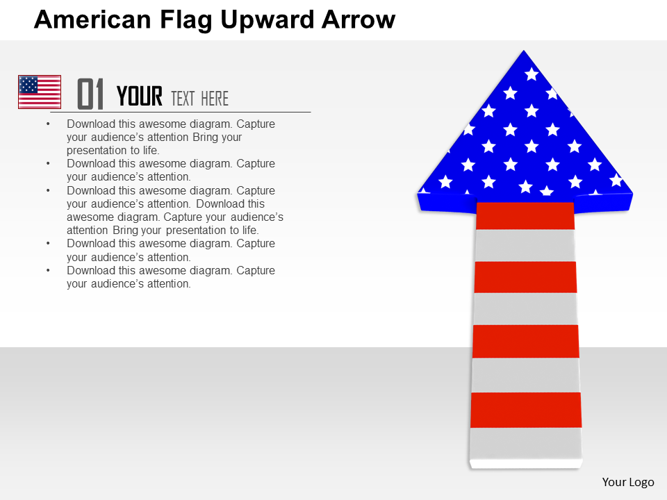 American Flag Upward Arrow Image Graphics for PowerPoint