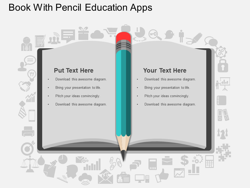 Book with Pencil Education PowerPoint Slide