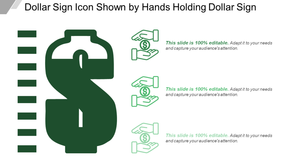 Dollar Sign Icon Shown by Hands Holding Dollar Sign