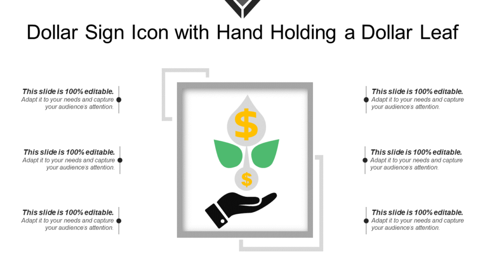 Dollar Sign Icon with Hand Holding A Dollar Leaf