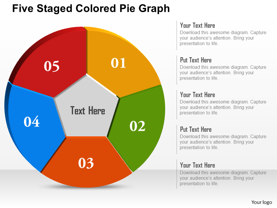 Five Staged Colored Pie Graph